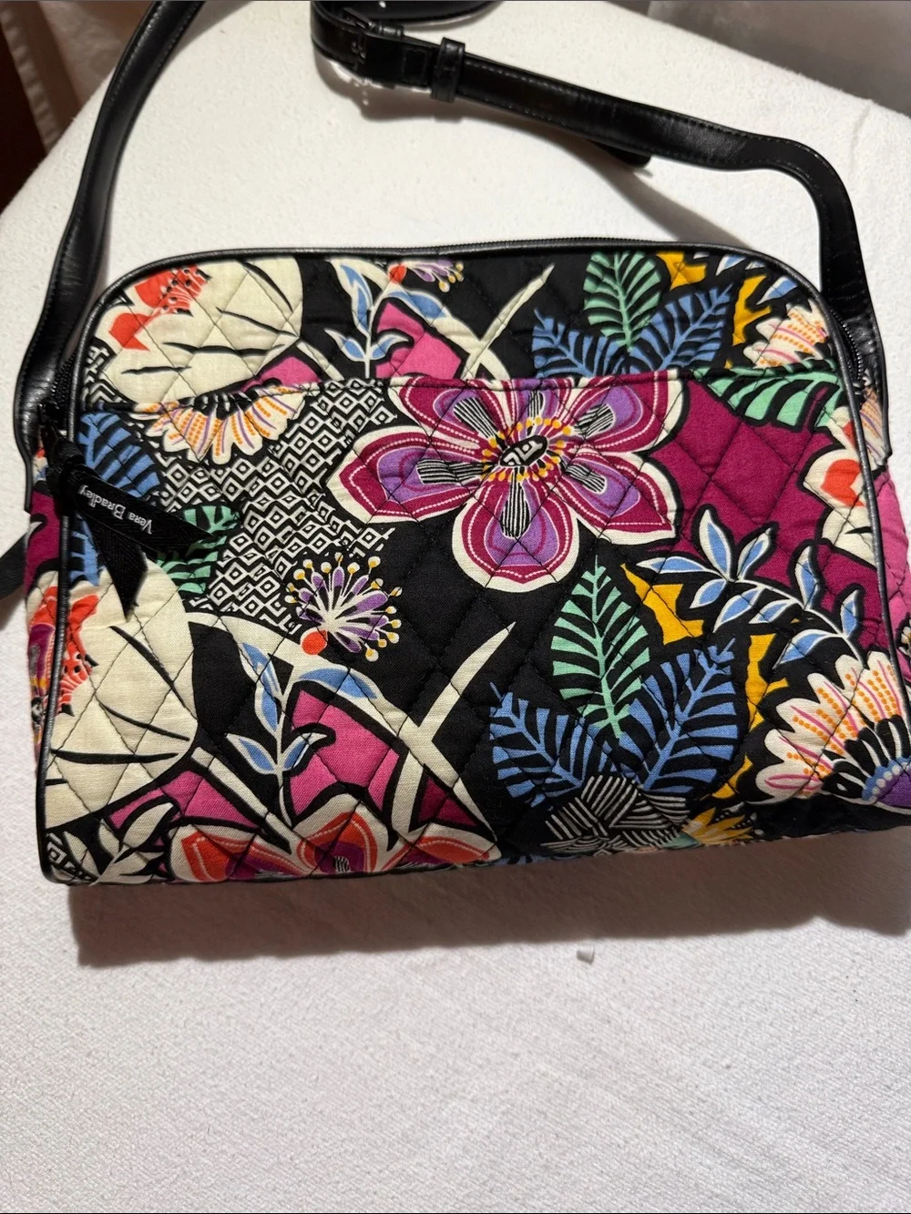 Vera Bradley Black Quilted Crossbody with Multicolor Floral Print